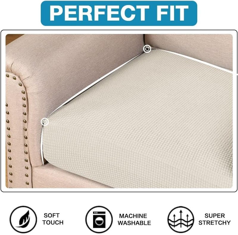 Flamingo P High Stretch Sofa Seat Cushion Cover Furniture Protector for Sofa Seat Cover Sofa Slipcover Soft Flexibility with Elastic Bottom  2 Seat Cushion Cover (XL)  Ivory - Image 4